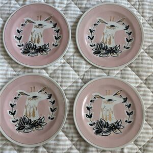 Anthropologie Corinna Pink Fawn Dessert Plates (4 plates)